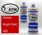 Preview: Nissan, Bright Red, 465: 400ml Sprühdose + 400ml Klarlack - Set, von ATW Autoteile West.